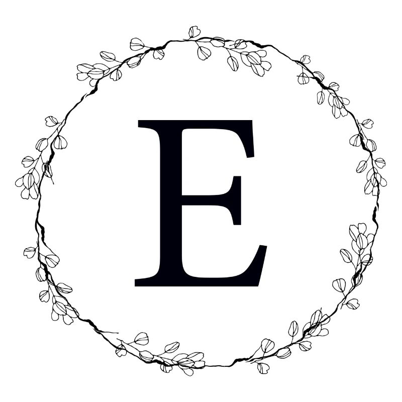 Monogram E wreath customizable