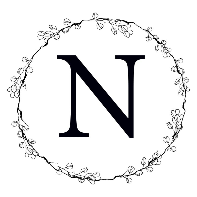 Monogram N wreath customizable