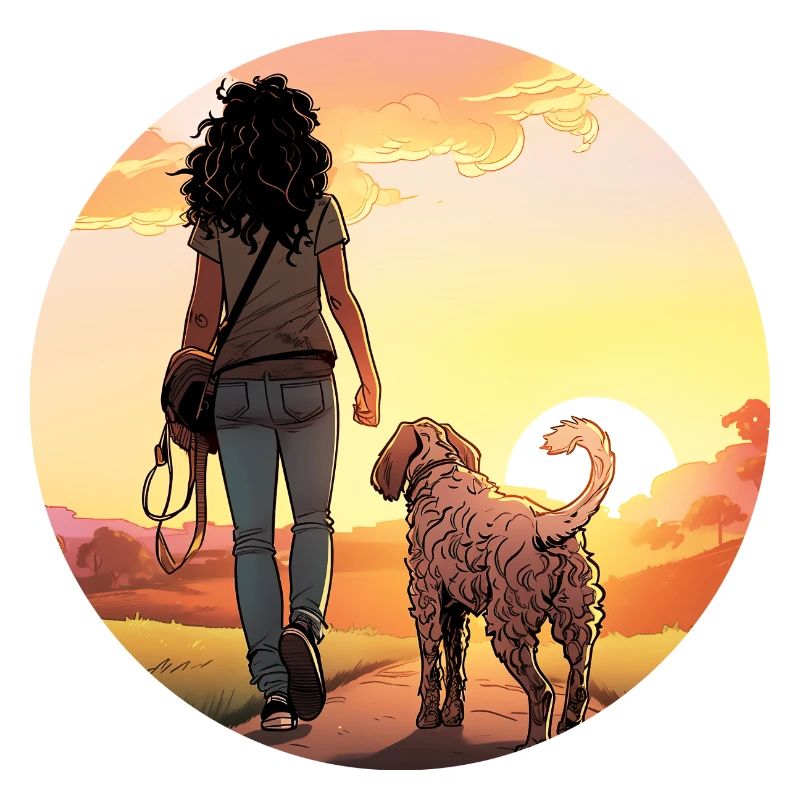 Femme avec chien dans le parc