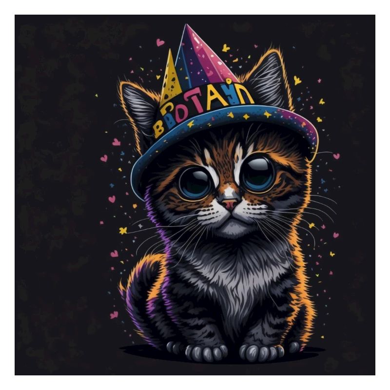 Chat avec chapeau d’anniversaire