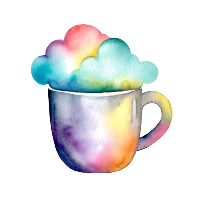 Rainbow coffee with a cloud