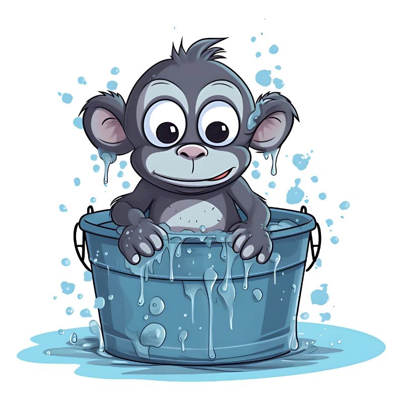 Ein Affe, der in einer Wasserwanne sitzt