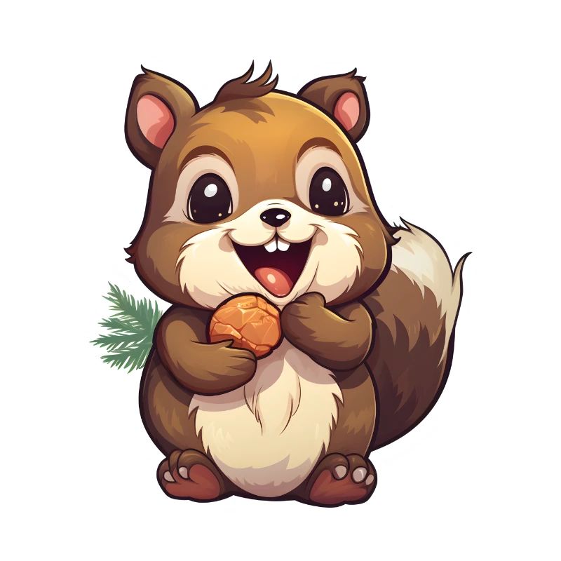 Süßes Eichhörnchen mit Nuss