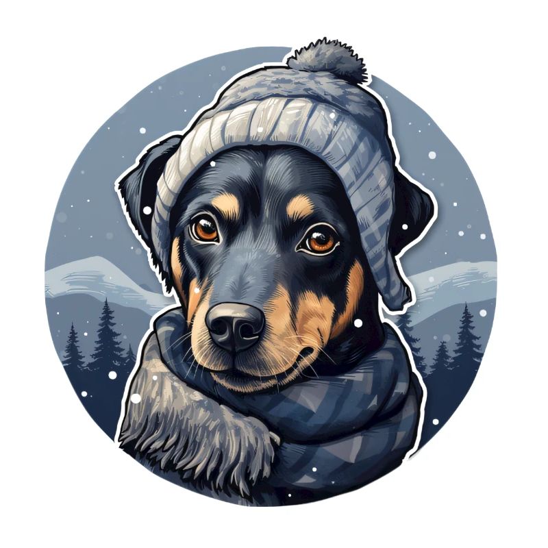 Pinscher avec écharpe et veste