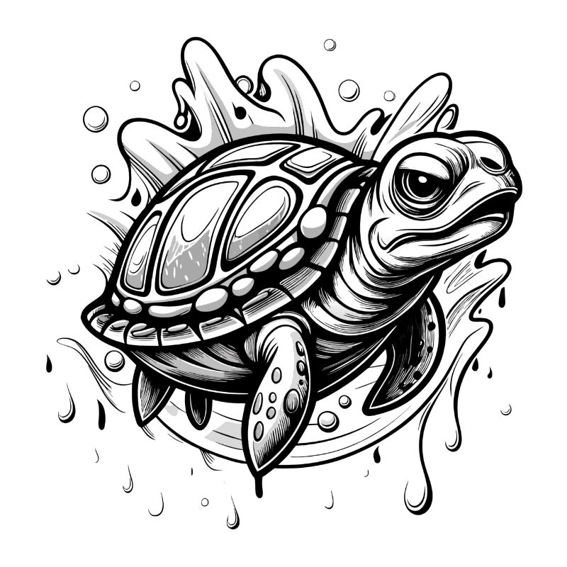 turtle black and white