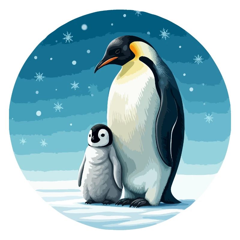 Emperor penguin with child