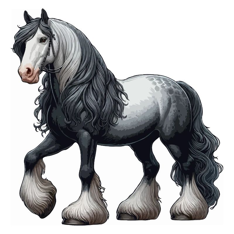 Cheval Pêcheur gris blanc
