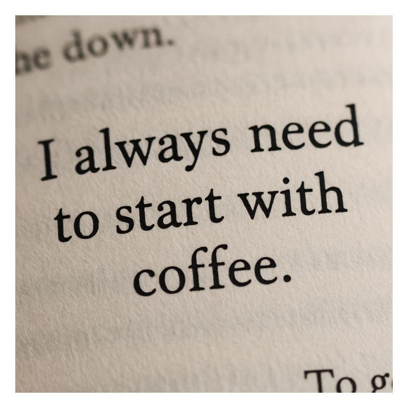 Book page - I always start with coffee