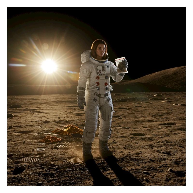 Lunar exploration in a setting.