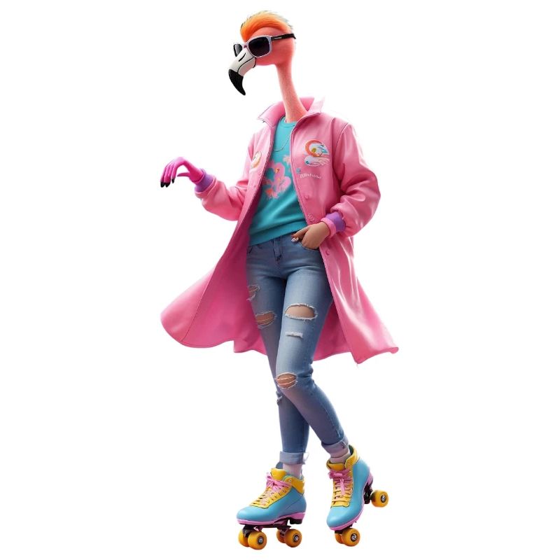 Rollerskating Flamingo