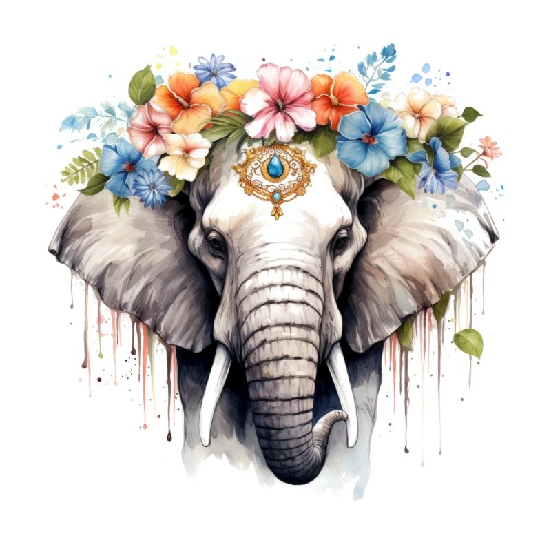 éléphant fleuri