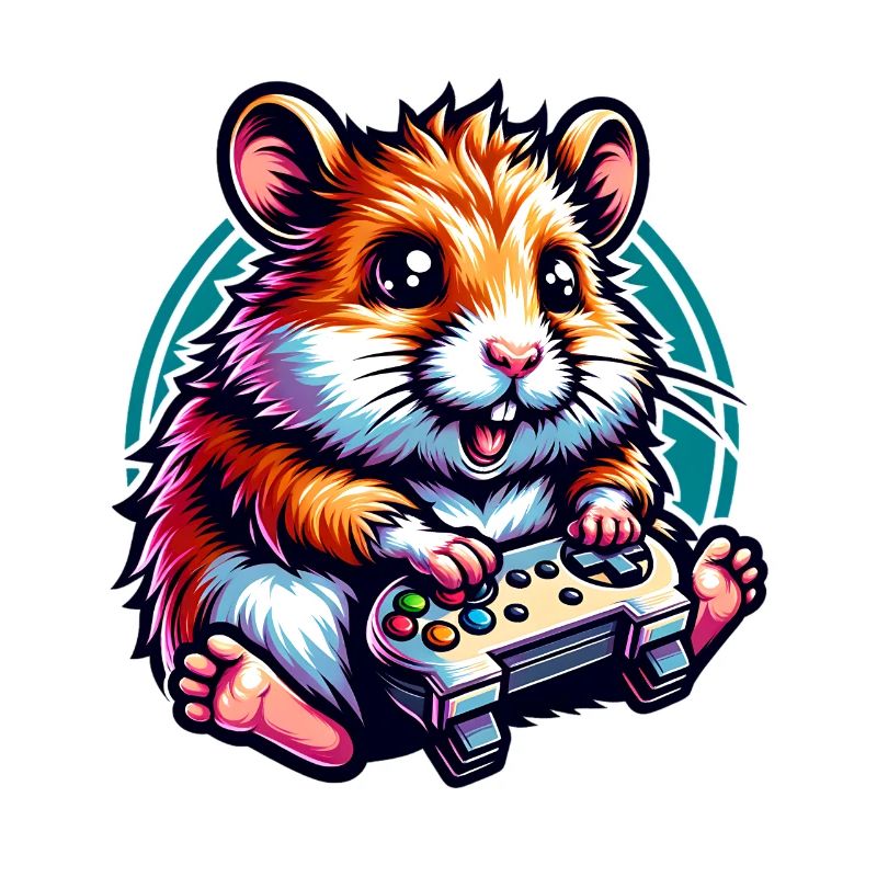 Hamster with video game controller illustration