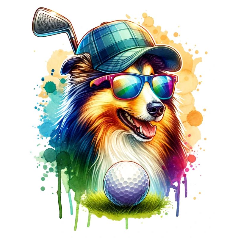 Sheltie Golfer Golf Course Chiens