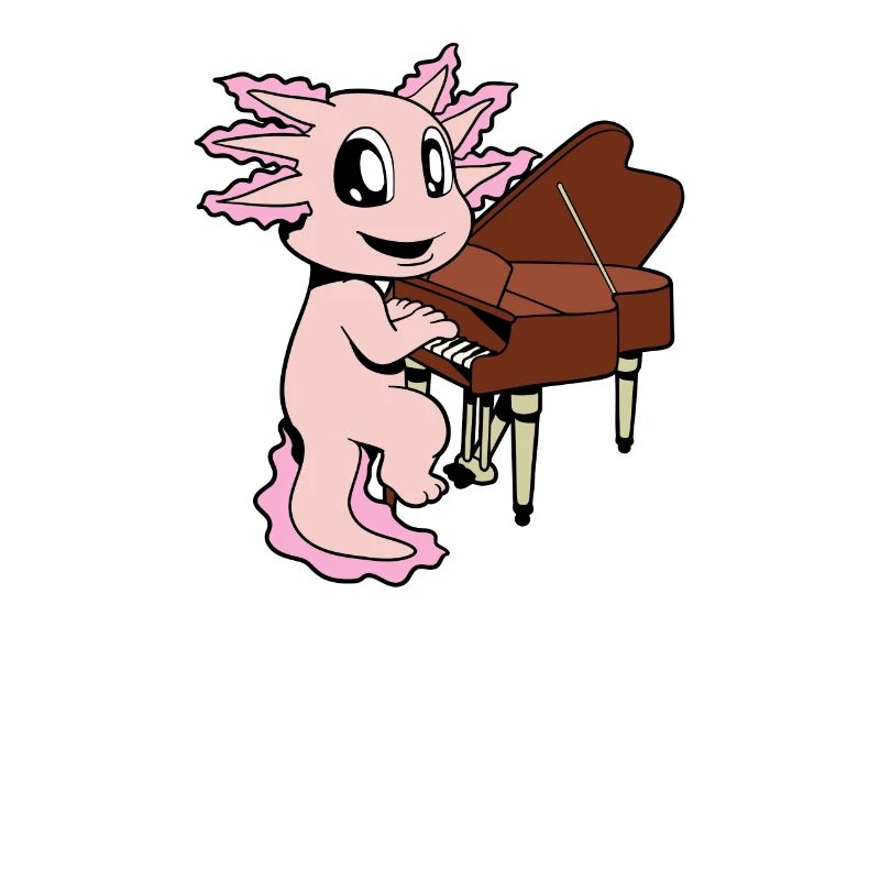 Comic Axolotl joue du piano