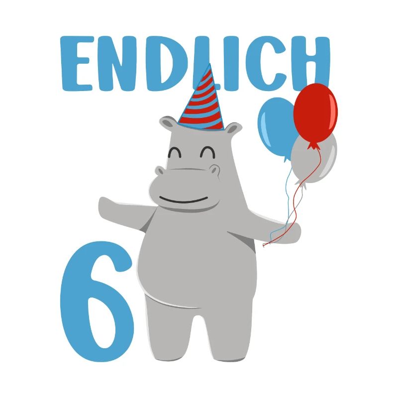 6 Geburtstag Geschenk Endlich sechs Jahre Nilpferd