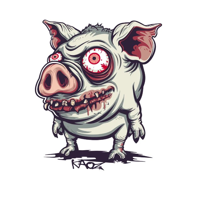 Cochon zombie mignon et bizarre