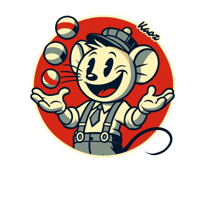 Funny retro mouse as a juggler