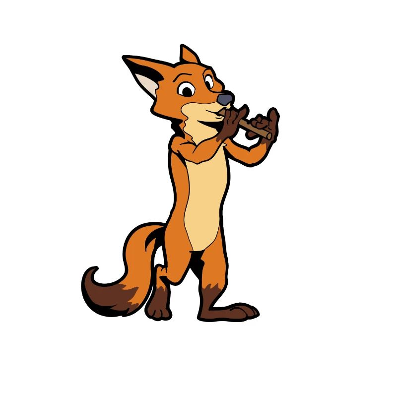Comic Fuchs spielt Flöte