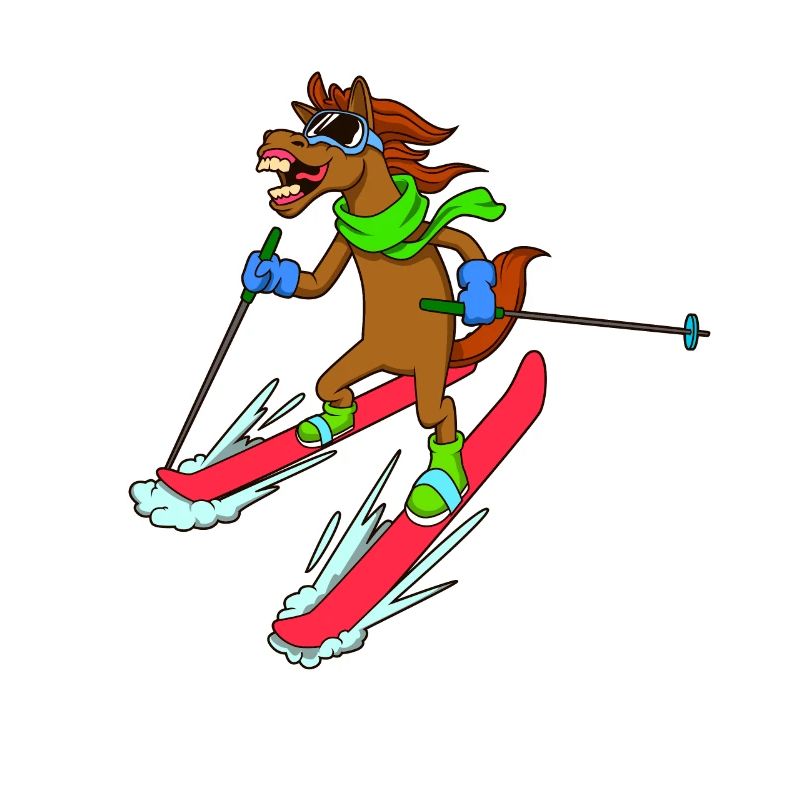 Comic horse skis