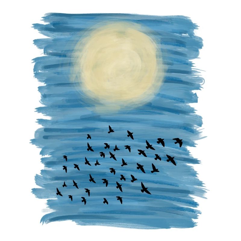 Sonne Blauer Himmel Acryl Malerei