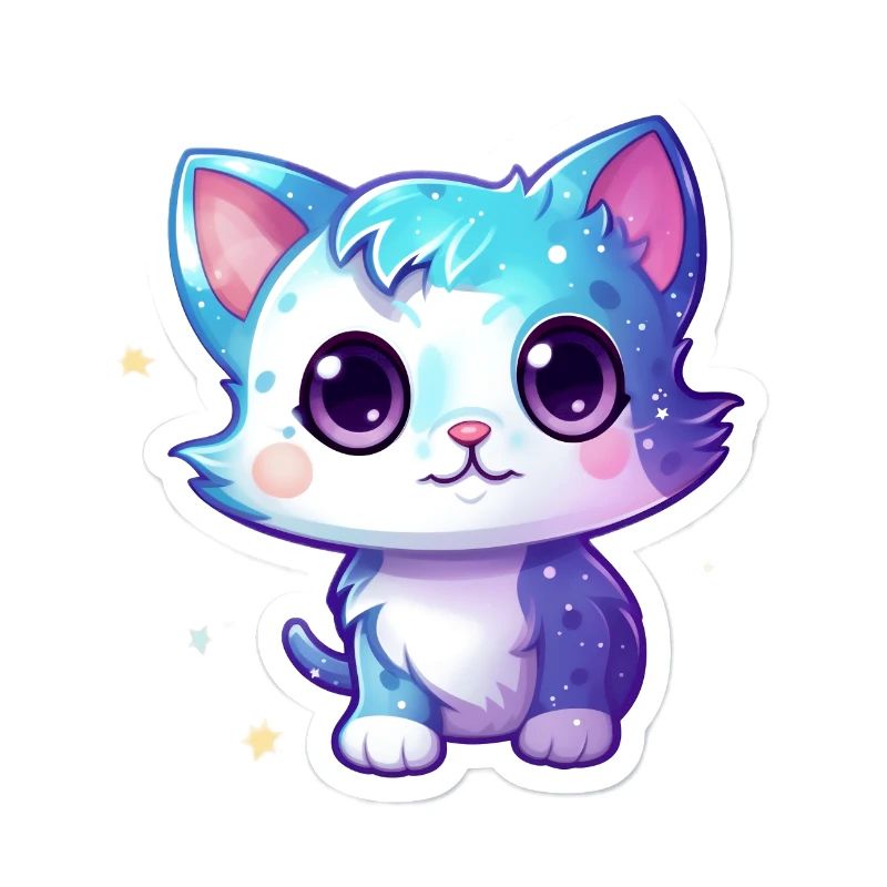 Mignon chat de dessin animé flottant dans l’espace