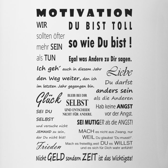 Motivation Spruch Typografie Spruche Text Poster Tasse Zweifarbig Way To Luck Shop