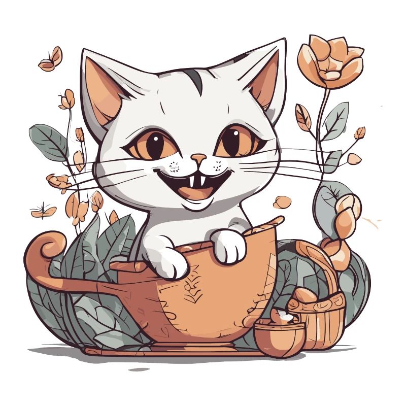 Chat dans un pot