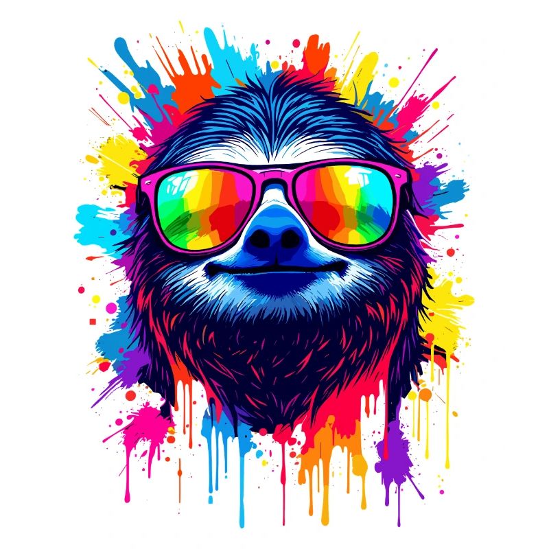 Faultier Bunt Pop Art Regenbogenfarben