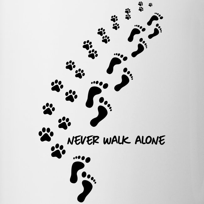 never walk alone dog - Tasse zweifarbig