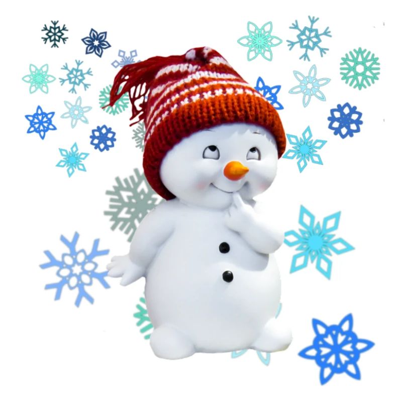 Schneemann mit Schneeflocken