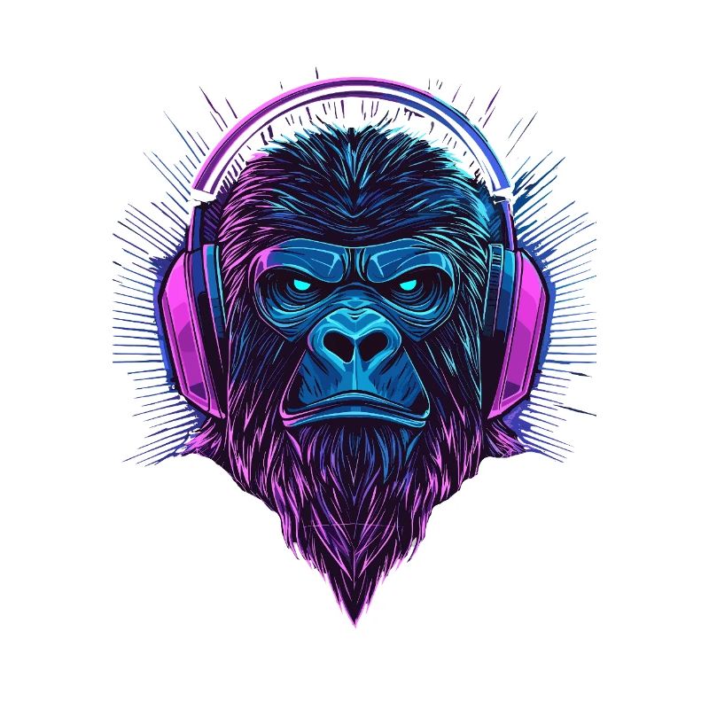 Gorille avec casque – Polygon Monkey avec barbe