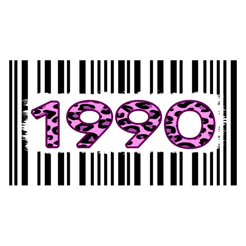 1990 birthday barcode pink leopard retro party