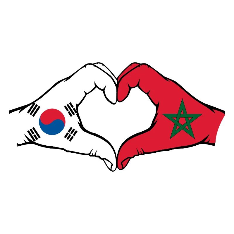 Corée du Sud Maroc Mains Forme Coeur