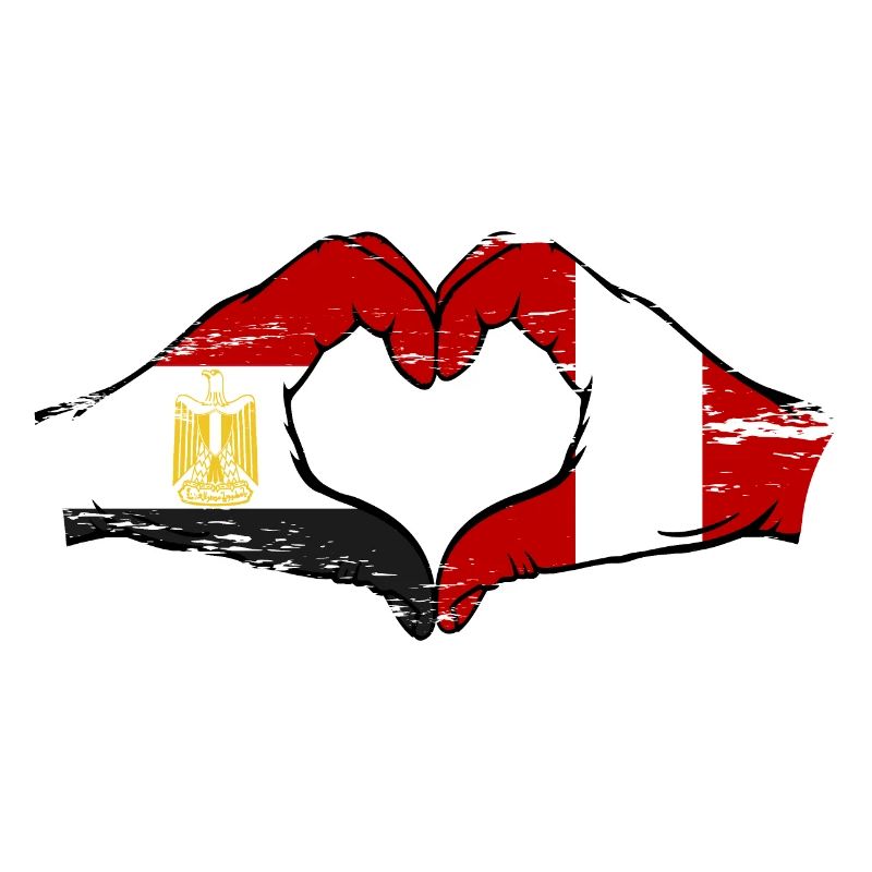Égypte Pérou Drapeau Mains Coeur Forme Utilisé