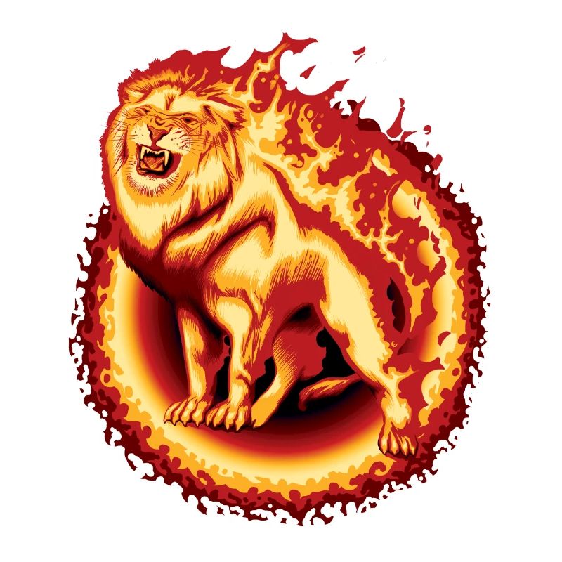 Lion on fire