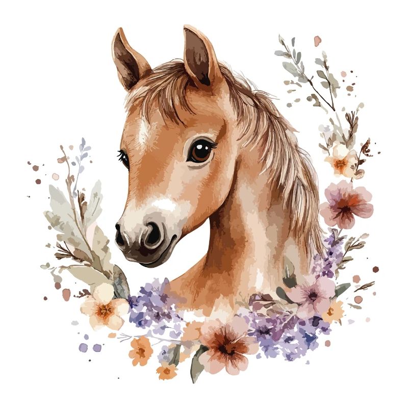 Pferd Blumen Pferdemädchen Pony Süß Niedlich