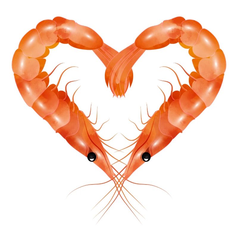 two prawns or shrimps designed in heart shape