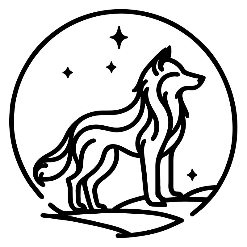 Schwarze heilige mächtige Wolf Silhouette