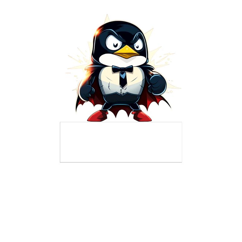 Linux Tux Penguin Powered by Sudo Superhero