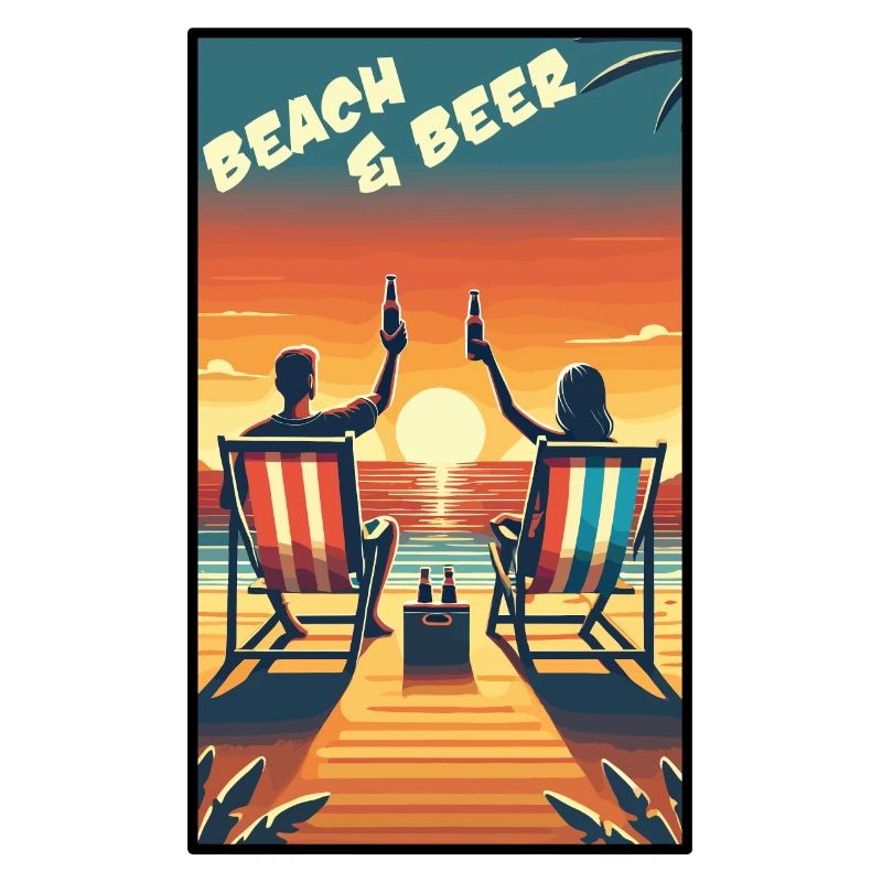 Relaxing Beach & Beer Sunset Design for Summer Fun