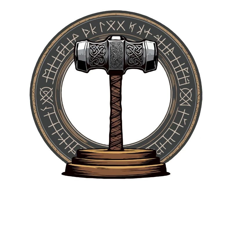 Viking Hammer Warrior Valhalla Runic Circle Thor
