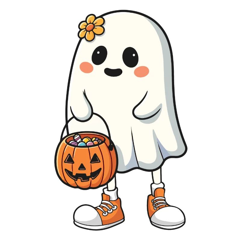 Cute ghost with sweets