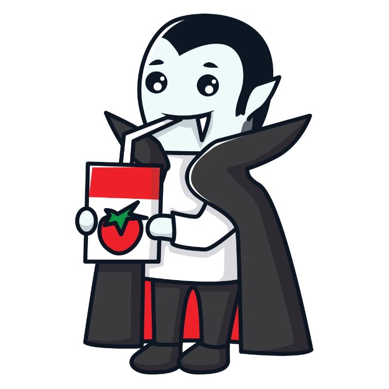 Vampire boit du jus de tomate