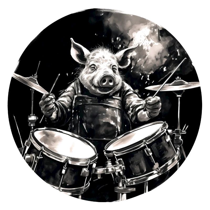 A Pig playing drums