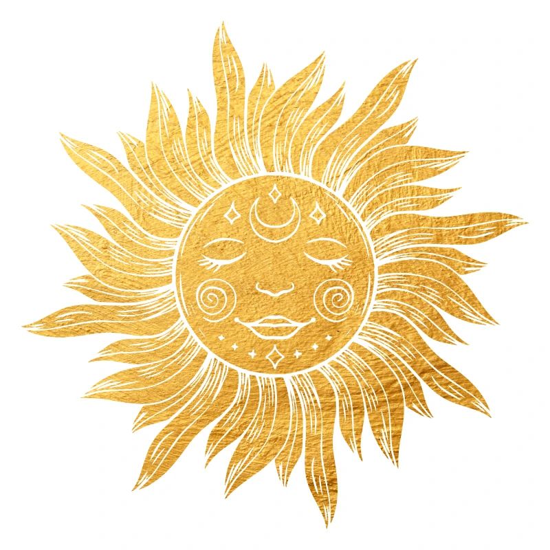 Sun face with rays, esoteric, mystical