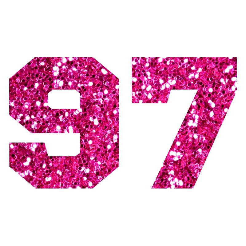 Numéro 97 paillettes rose - 97e anniversaire