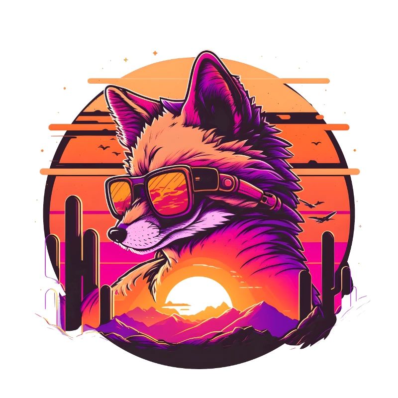Synthwave Fox Sunset