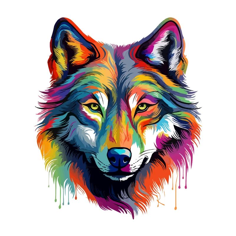 Bunter Wolf Farbspritzer Farbkleckse