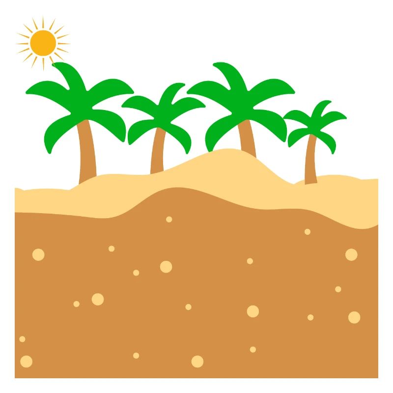 Beach with palm trees under the sun