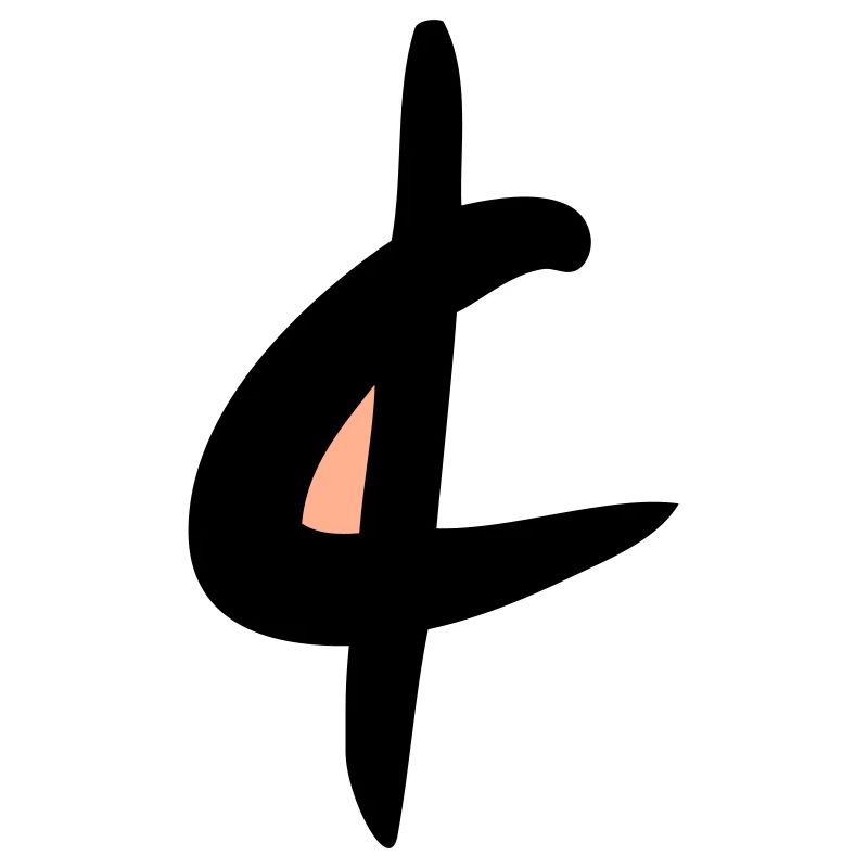 Cent symbol, euro cent drawing, colored.